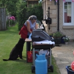 Meg's hopeful she'll get a wee treat.